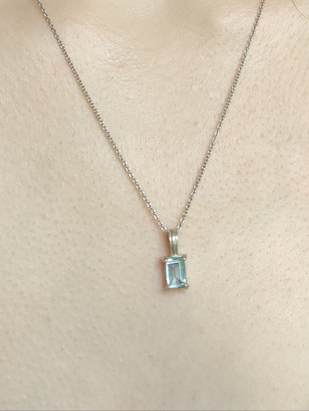 Orfevrerie Wiskemann vintage sterling silver blue topaz baguette